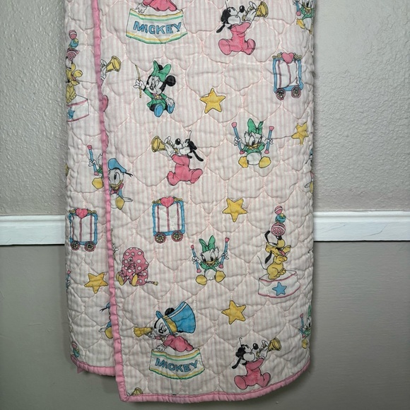 Vintage Disney Pink Mickey Mouse Babies Crib Blanket Quilt 40"x33" - Picture 6 of 8